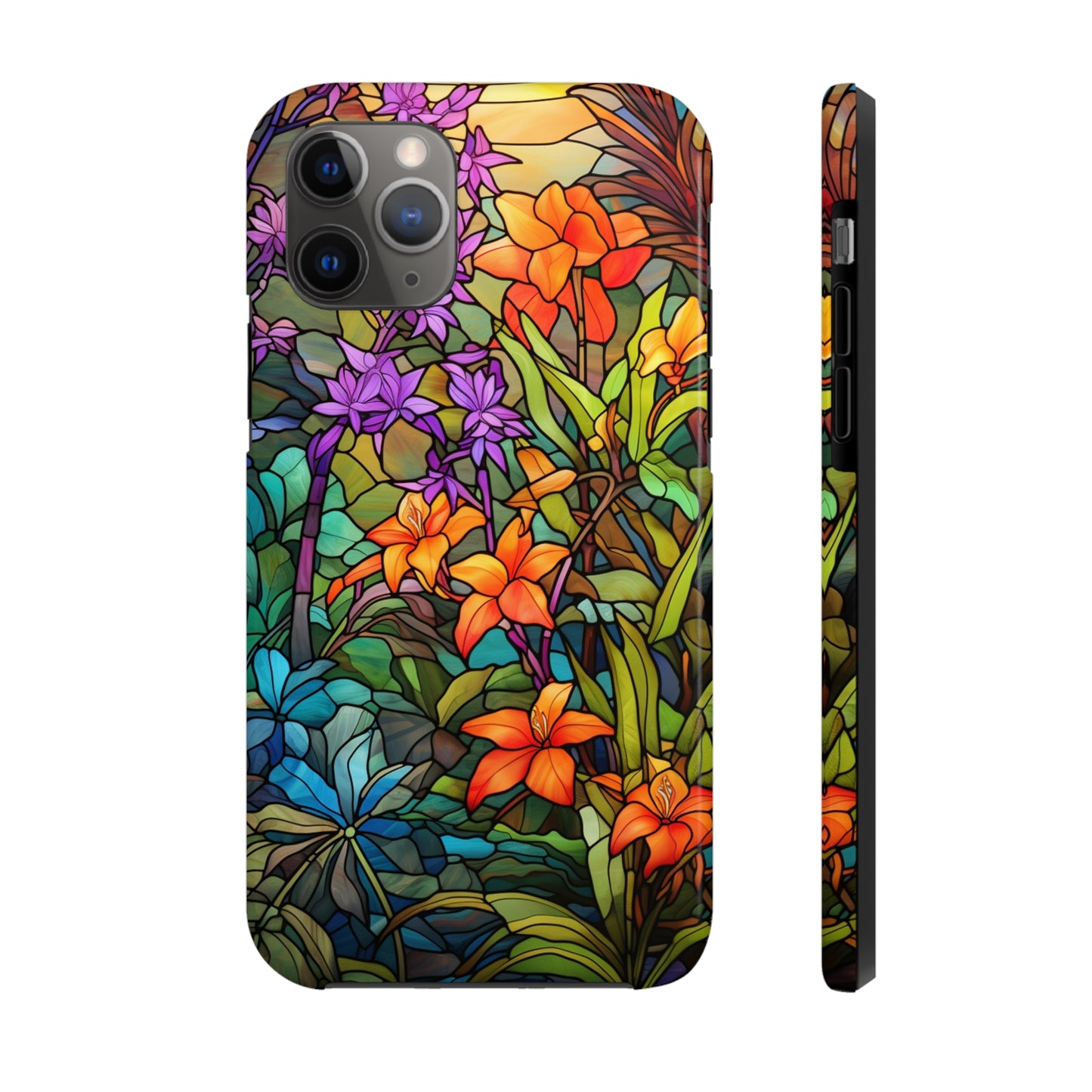 Stained Glass Phone Case Floral Aesthetic Art Nouveau Retro Samsung Galaxy Phone Tough Case iPhone 14 Plus 13 12 7 8 Se Hippie Boho