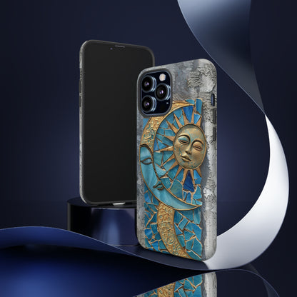 Boho Sun and Moon Mosaic Tile Stained Glass Phone Case