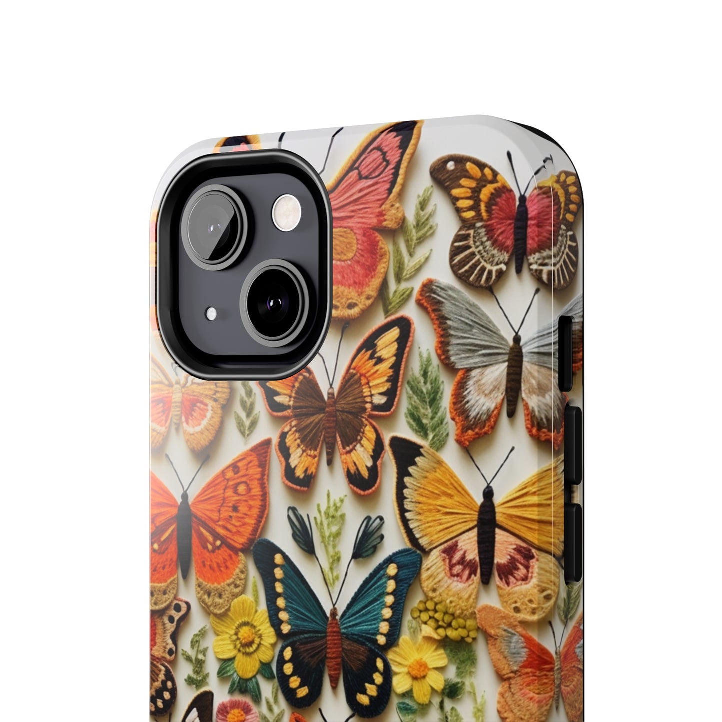 Embroidery Butterflies iPhone Case | Whimsical Elegance and Nature's Beauty in Handcrafted Detail