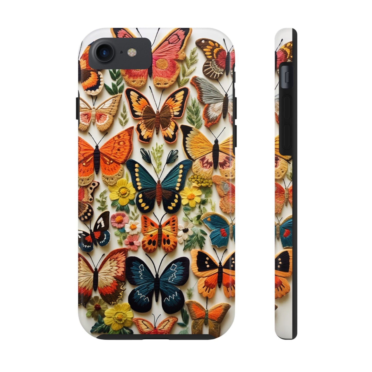 Embroidery Butterflies iPhone Case | Whimsical Elegance and Nature's Beauty in Handcrafted Detail