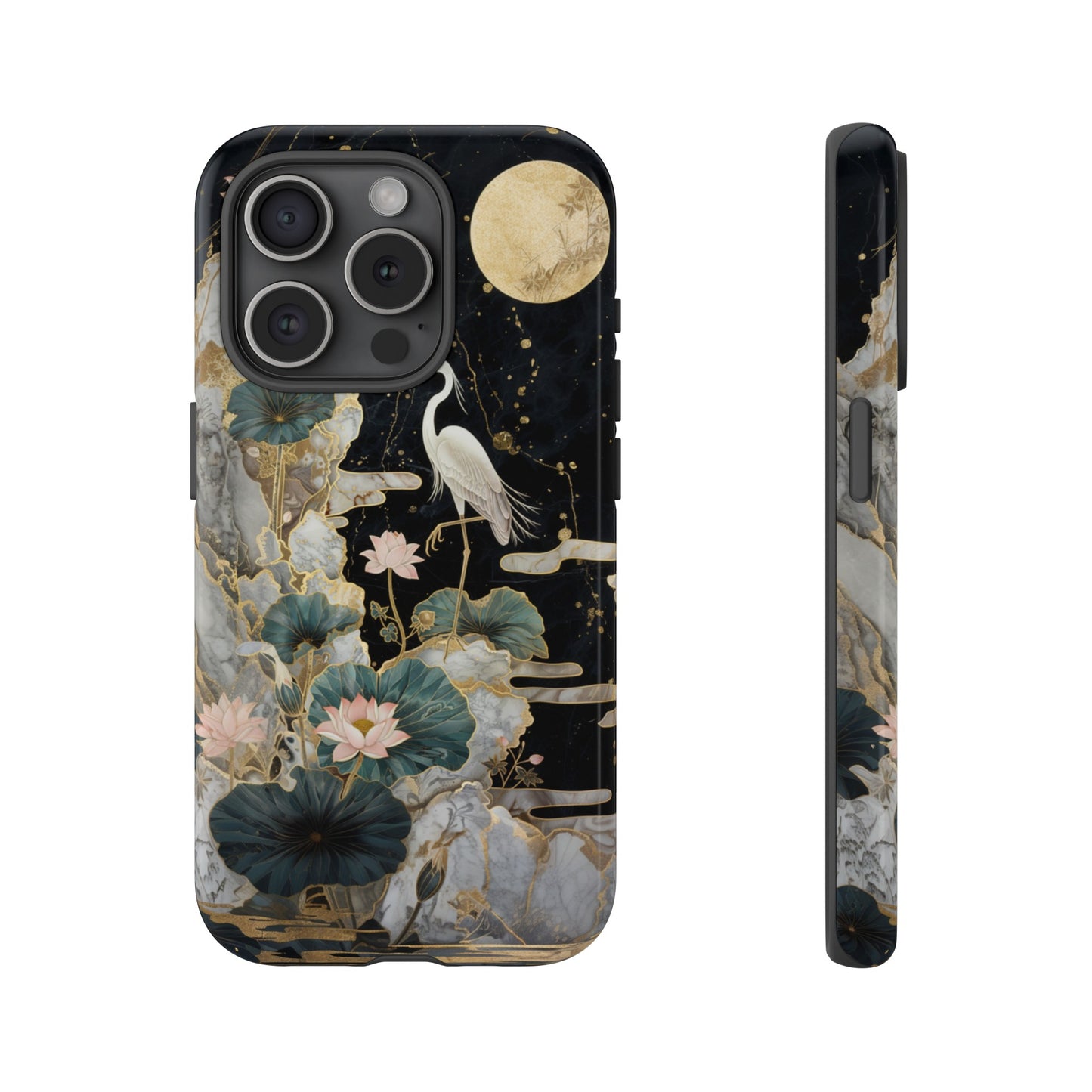 Heron and Moon Floral Zen Art Phone Case