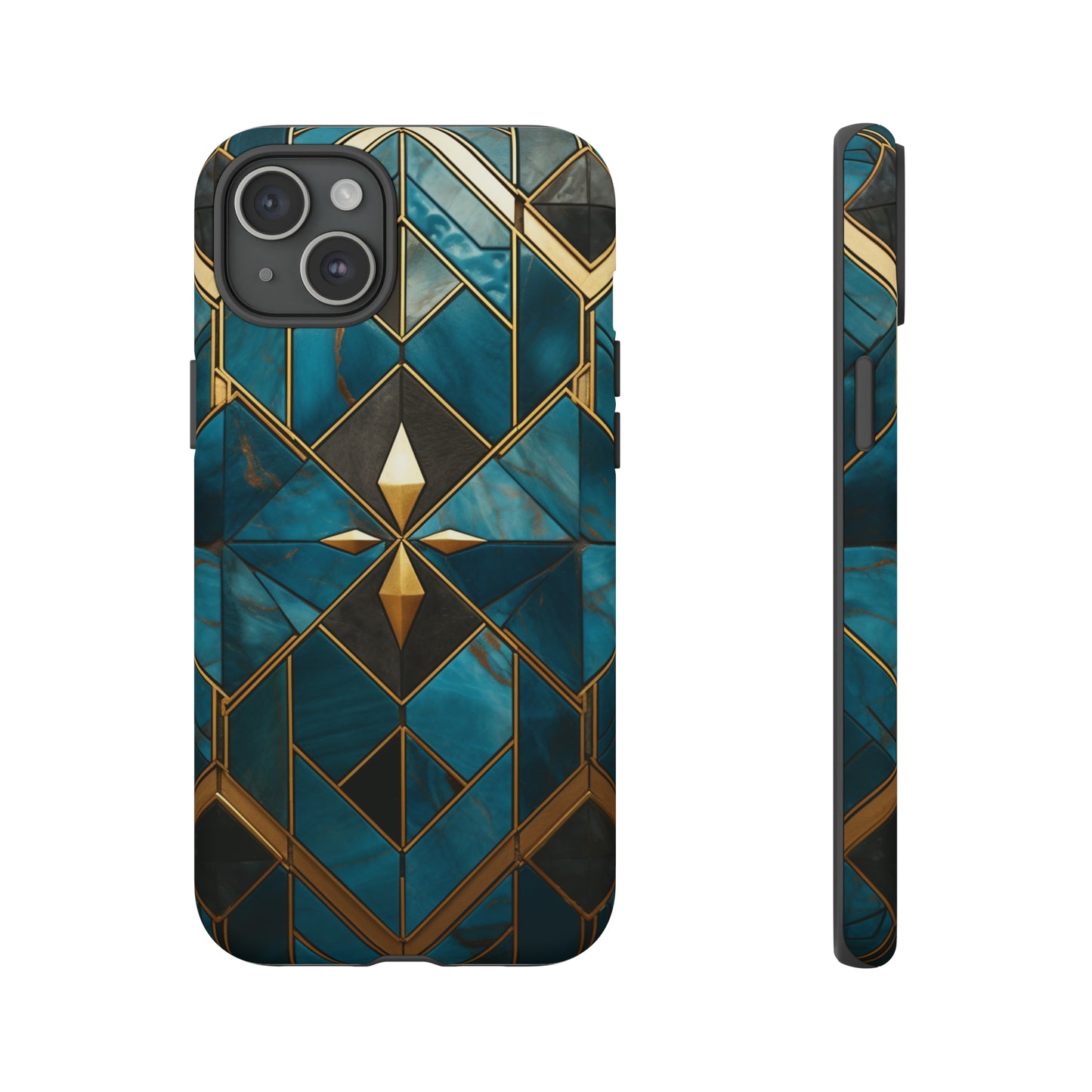 Gold and Blue Marble Mosaic Phone Case