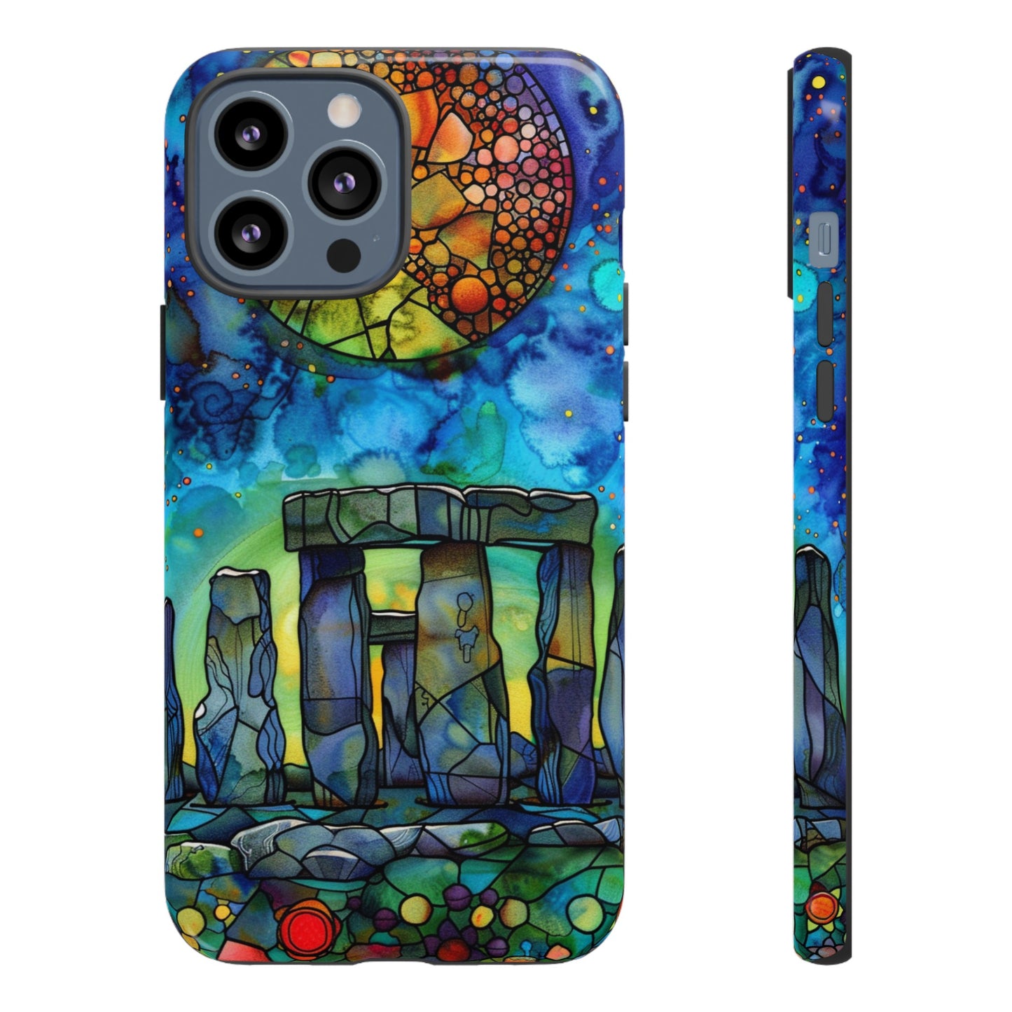 Stonehenge Neolithic Full Moon Stained Glass Watercolor Phone Cover