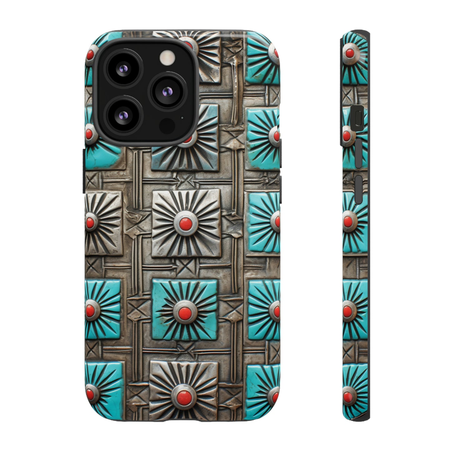 Vintage Navajo Native American Turquoise Concho Phone Case for iPhone 15, 14, 13, 12, 11 Pro Max, 14 Plus, iPhone XS Max, iPhone XR, iPhone 7, 8, 14, 15 Plus, SE