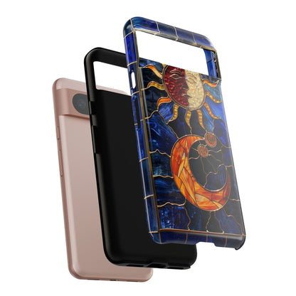 Celestial Stained Glass Moon and Stars iPhone 15 Case