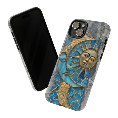 Boho Sun and Moon Mosaic Tile Stained Glass Phone Case