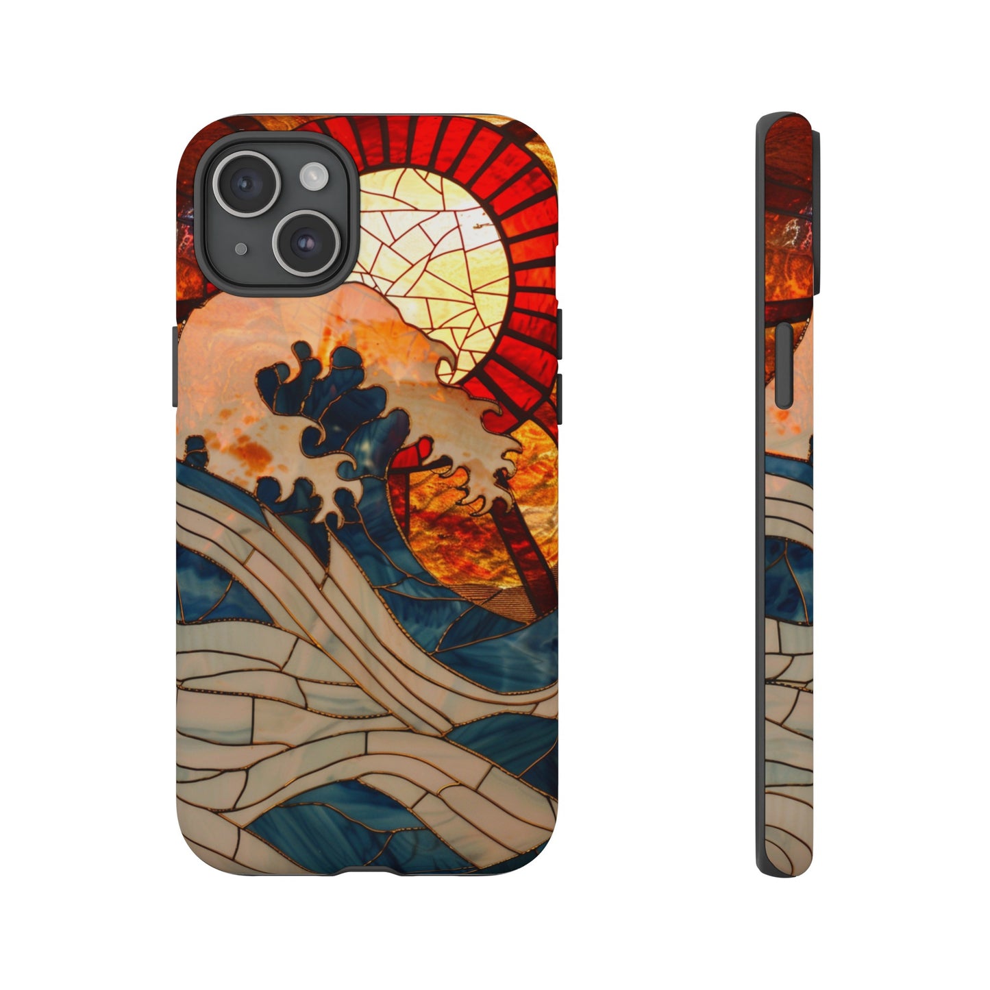 Japanese Rising Sun Phone Case Stained Glass Ocean Wave