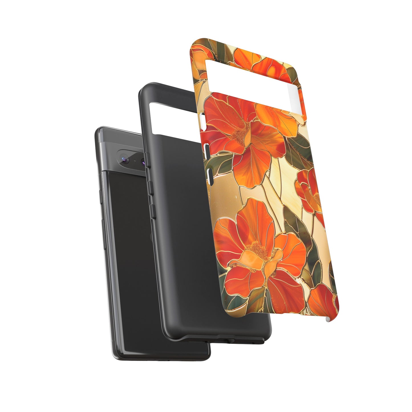 Orange Floral Phone Case Stained Glass Flower Aesthetic