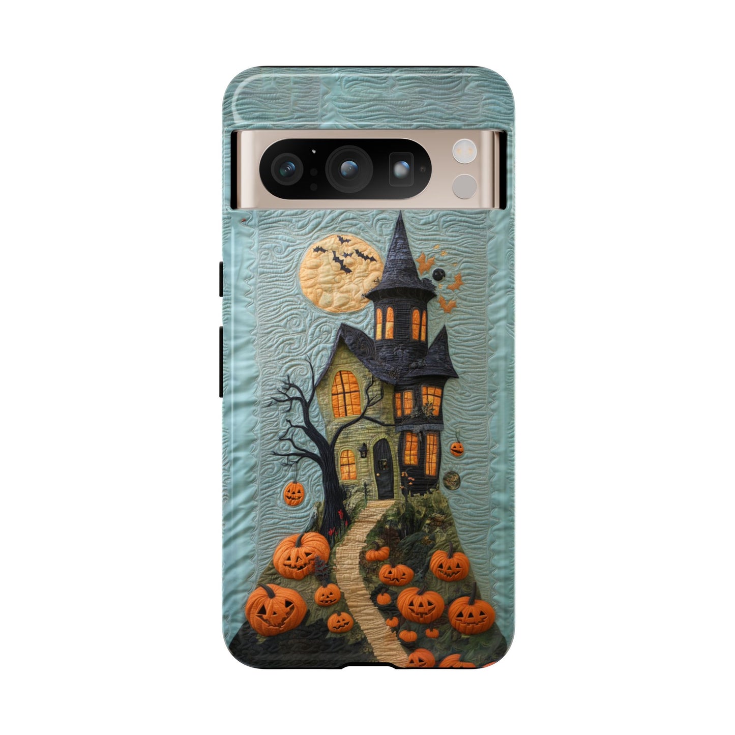 Halloween Haunted House Vintage Embroidery Style Phone Cover