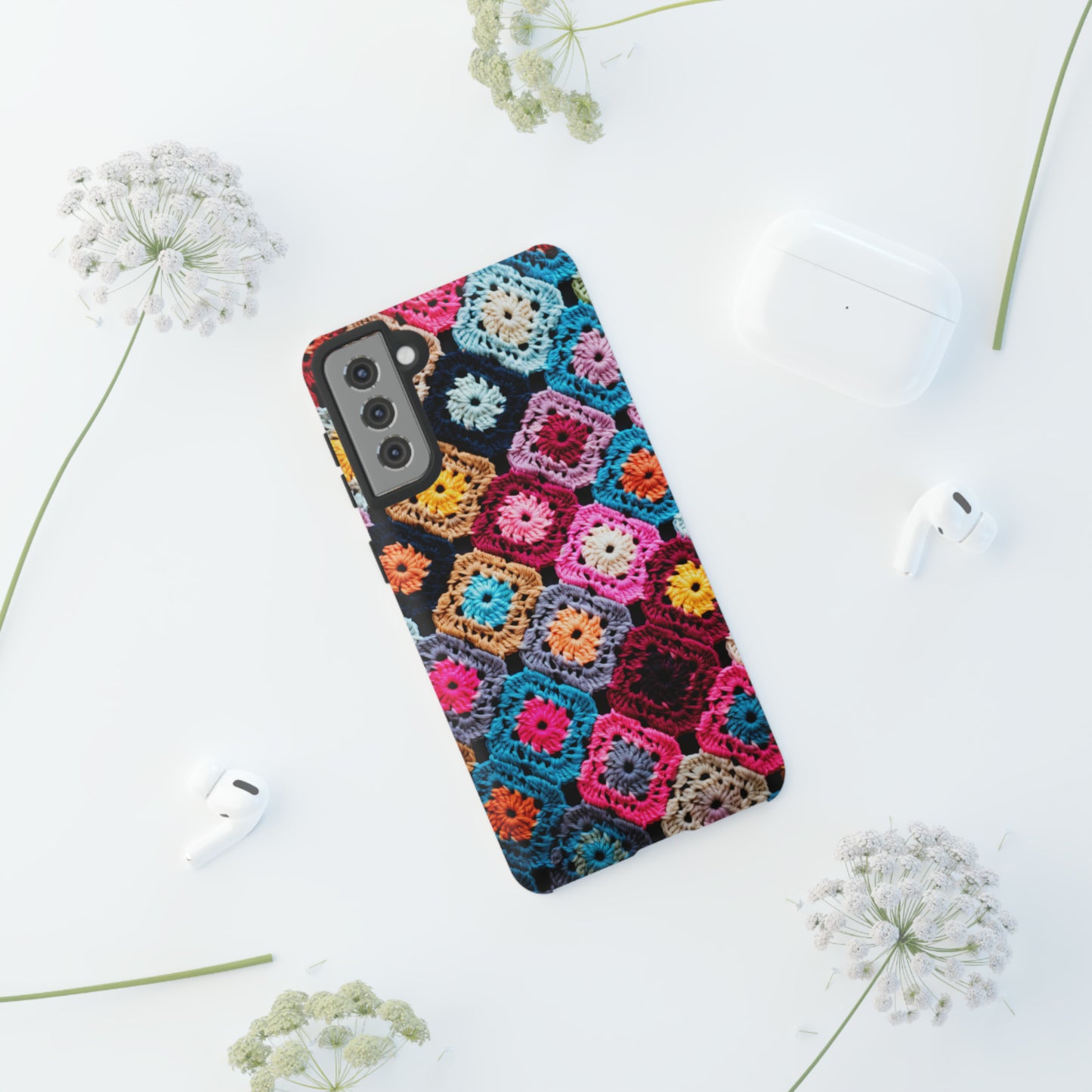 Vintage Floral Crochet Blanket Knit Look Phone Case