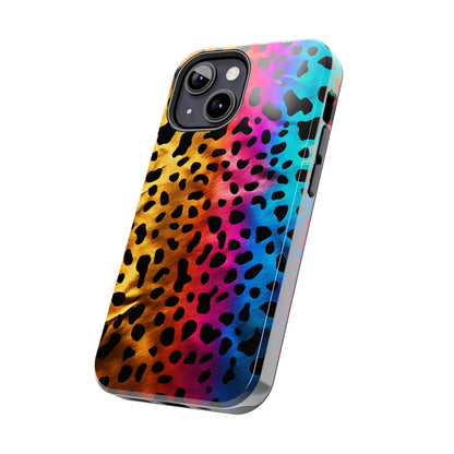 Kaleidoscopic Wild: Psychedelic Rainbow Leopard Print | Dazzling iPhone Case