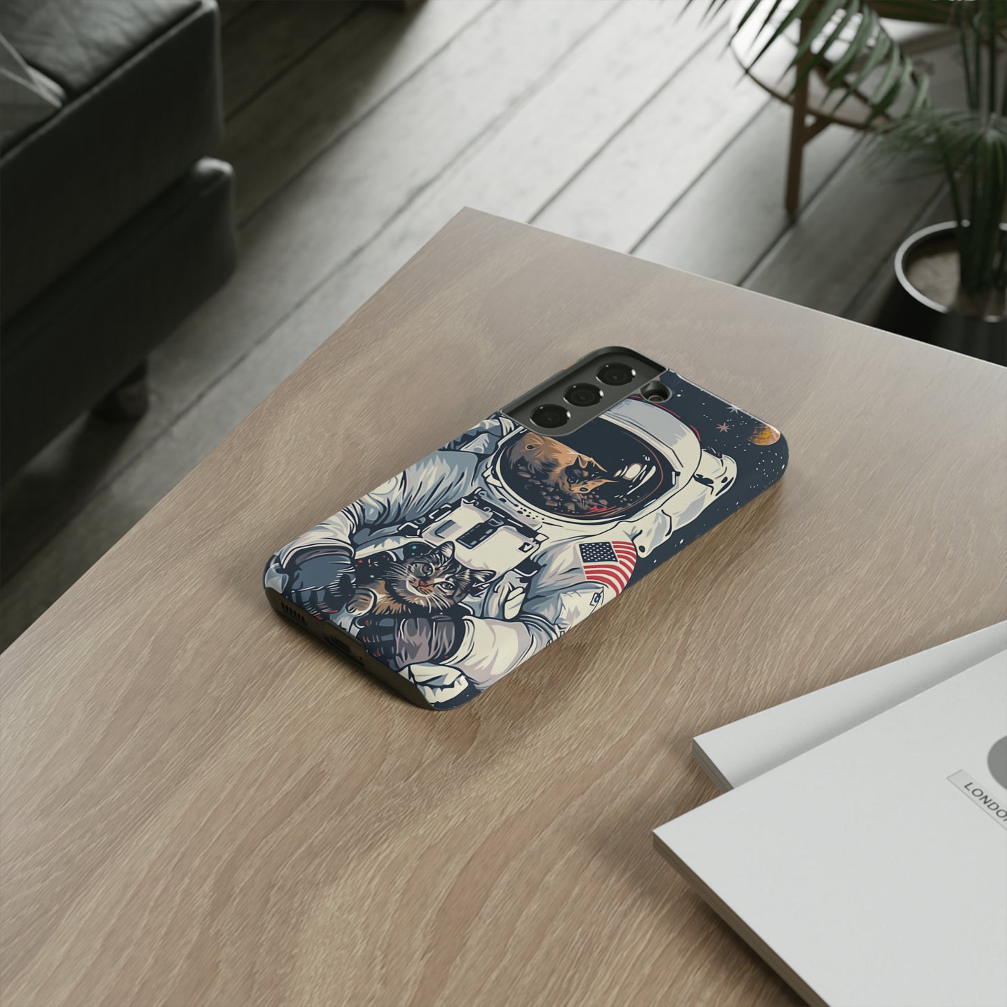 The Astronaut and the Cosmic Cat Phone Case