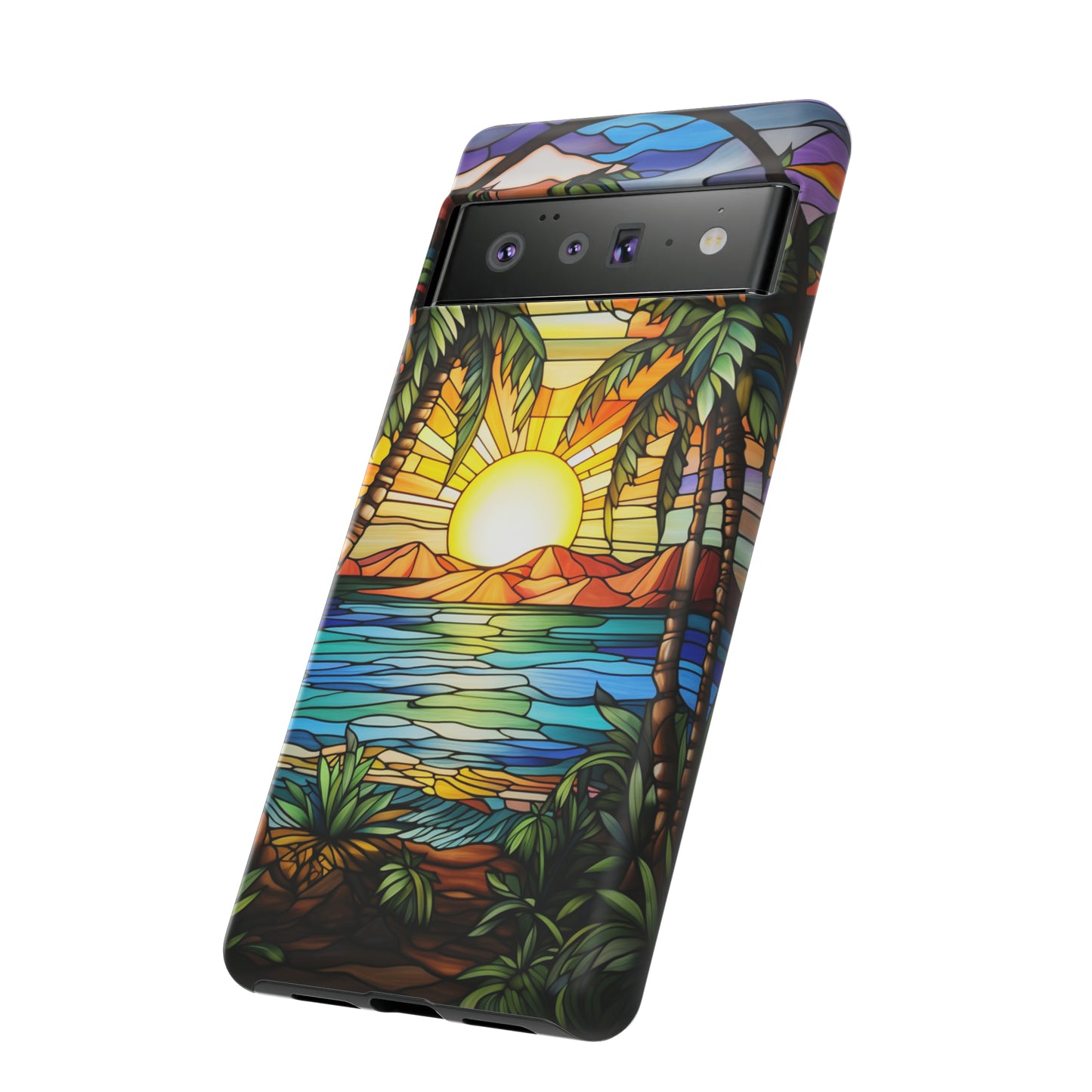 Tropical Stained Glass Sunset Beach