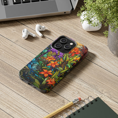 Stained Glass Phone Case Floral Aesthetic Art Nouveau Retro Samsung Galaxy Phone Tough Case iPhone 14 Plus 13 12 7 8 Se Hippie Boho