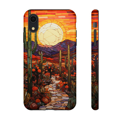 Desert Sunset Cactus Mosaic Tile