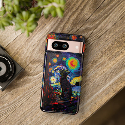 Starry Night Black Cat Van Gogh Painting Art Phone Case