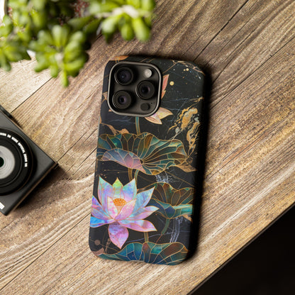 Zen Stained Glass Lotus Floral Design Phone Case