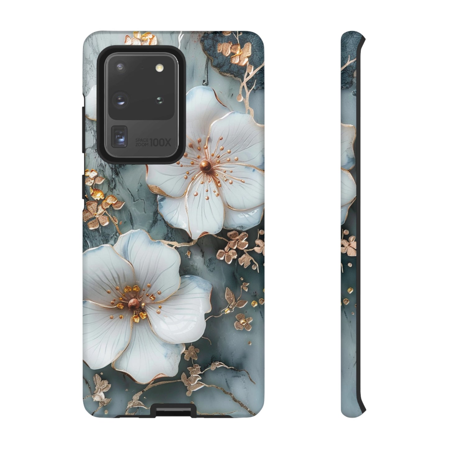 White Flower on Marble Stone  Phone Case