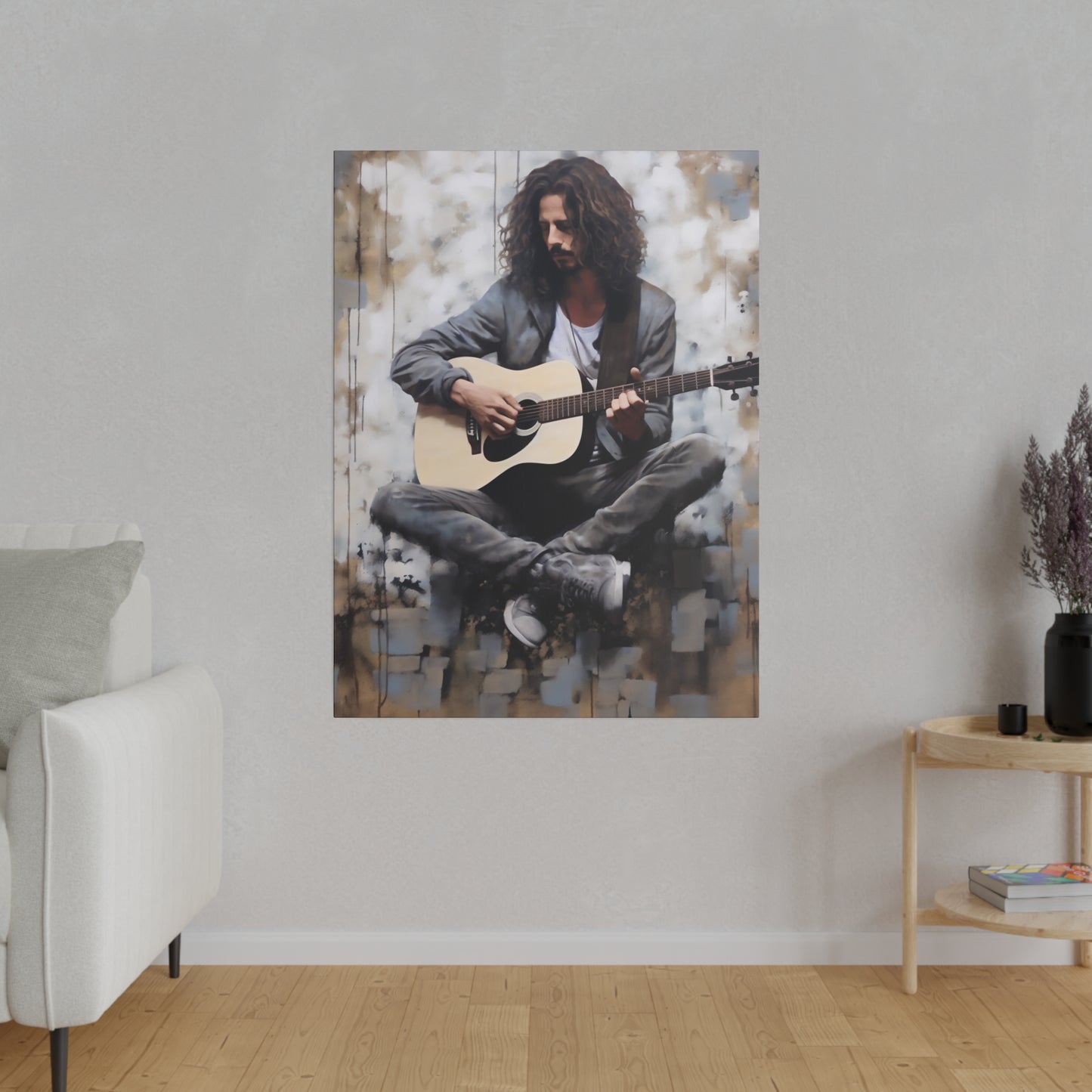 Chris Cornell Playing Guitar  | Stretched Canvas Print