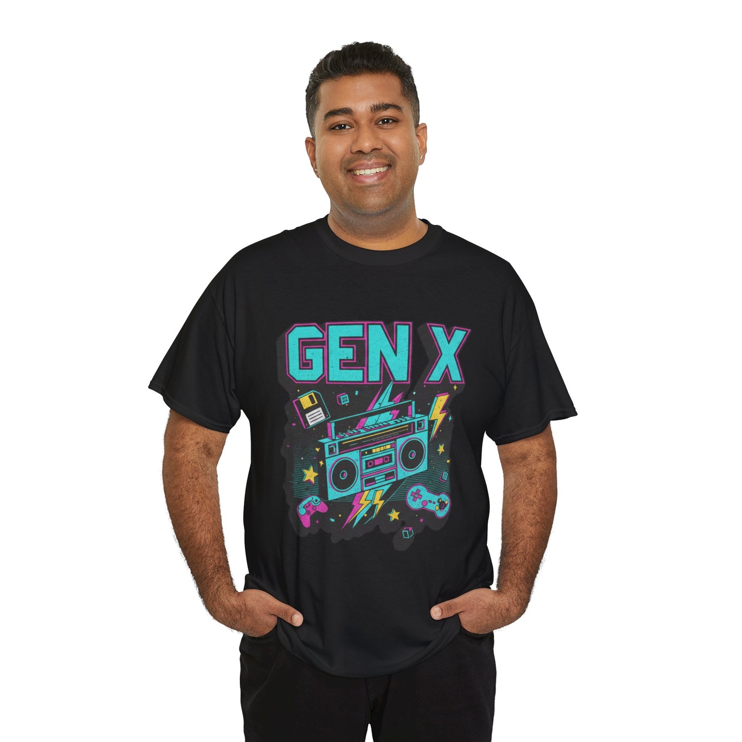 Gen X T Shirt Boombox Retro Arcade Gaming Tee