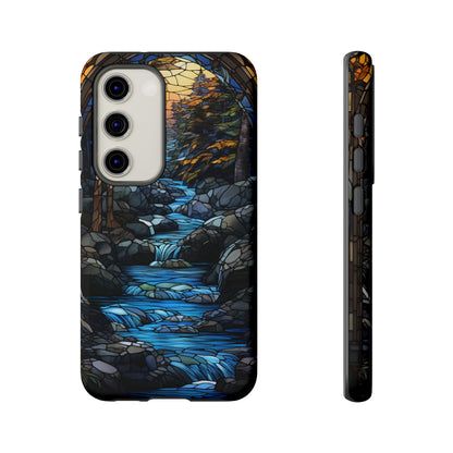 Stained Glass Stone Bridge and River Art Phone Case