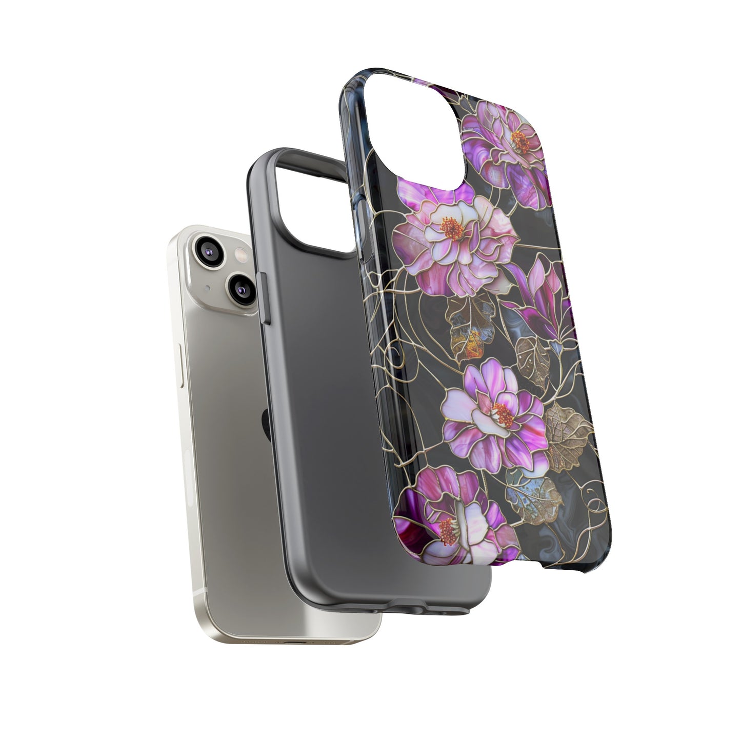 Magenta Color Floral Stained Glass Phone Case