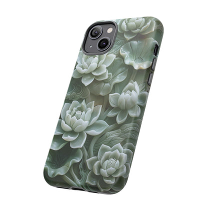 Green Jade Lotus Floral Art Phone Case