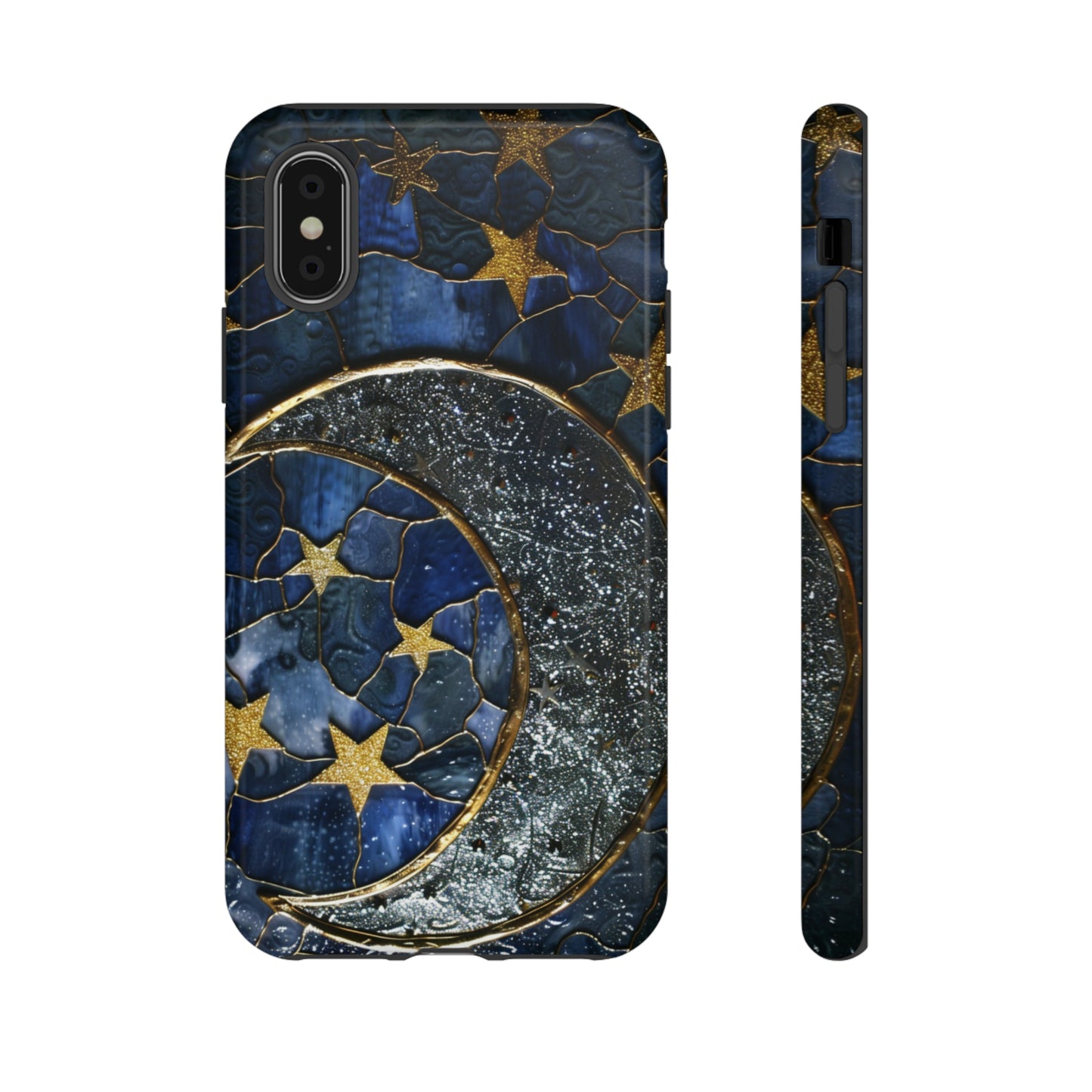 Moon Stars Stained Glass Starry Night Phone Case