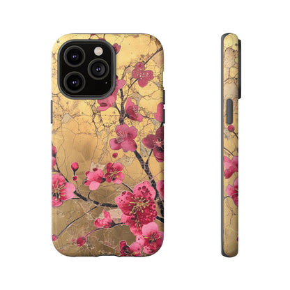 Pink Forget Me Nots Gold Floral Phone Case