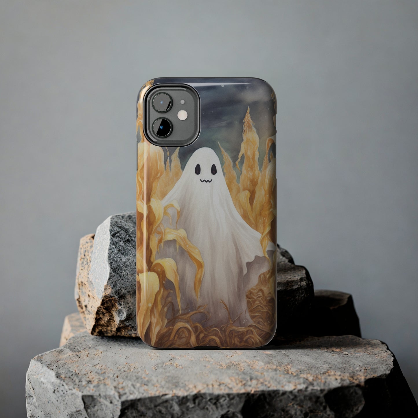 Ghost of Halloween Fall Pumpkins iPhone Case | Embrace the Spooky Autumn Vibes