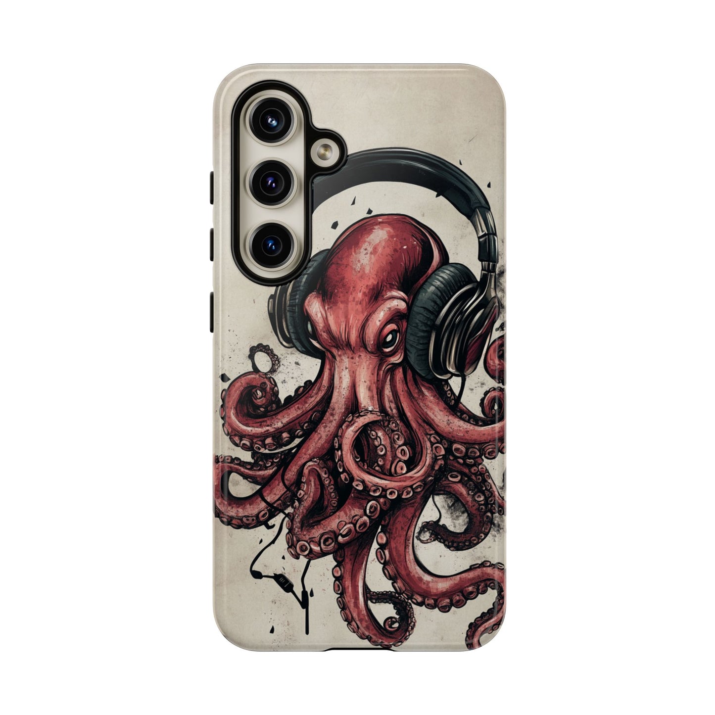 Retro Style Japanese Octopus Listening to Headphones Phone Cover