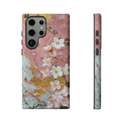 Pink Forget Me Nots Gold Floral Phone Case