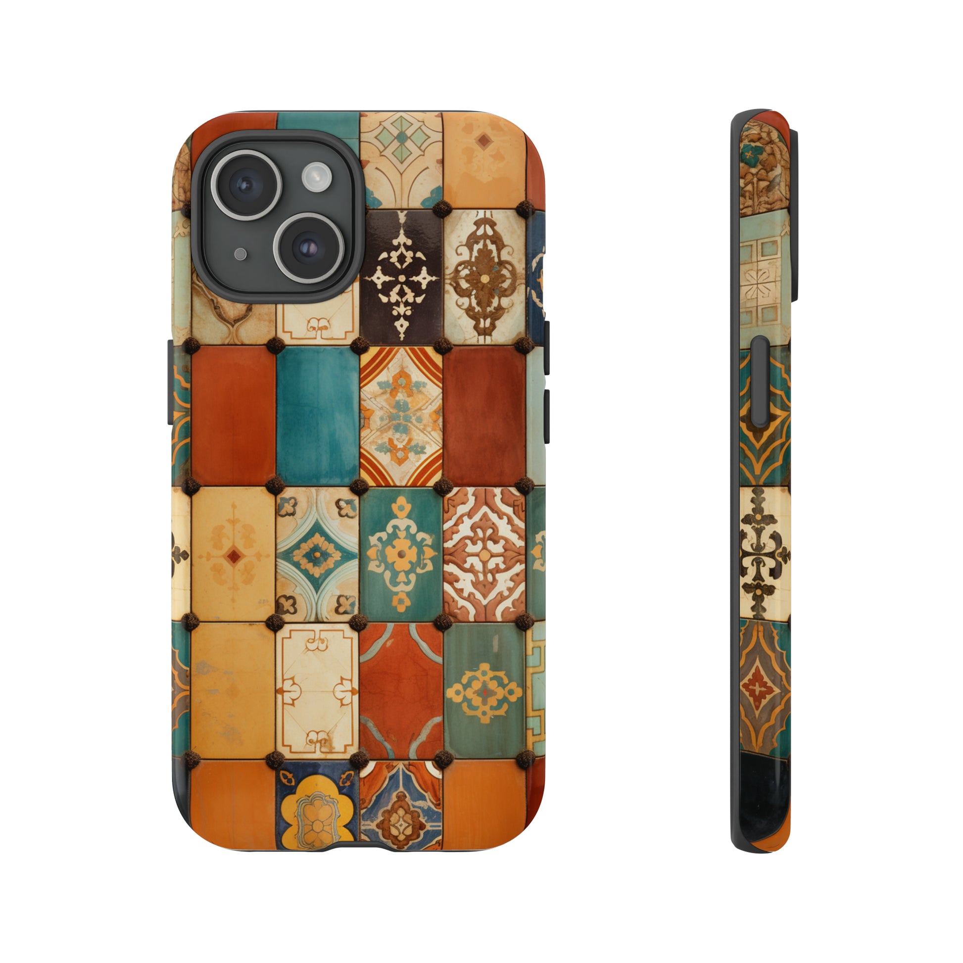 Mexican tile floral art phone case for iPhone 15