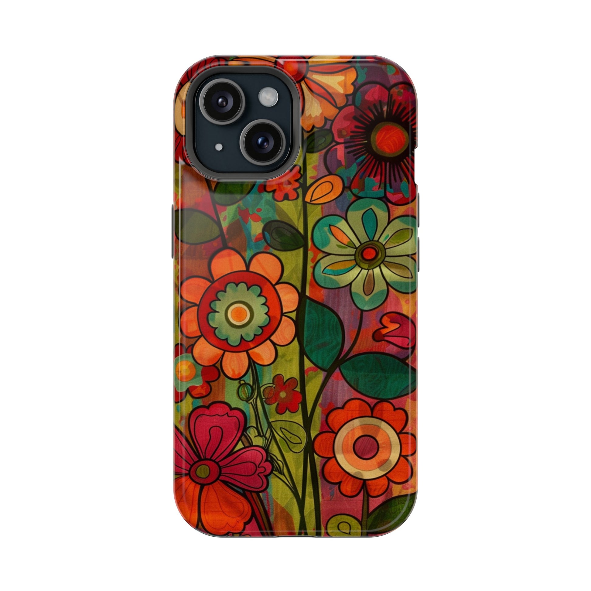 Retro watercolor abstract floral phone case for iPhone 15 case