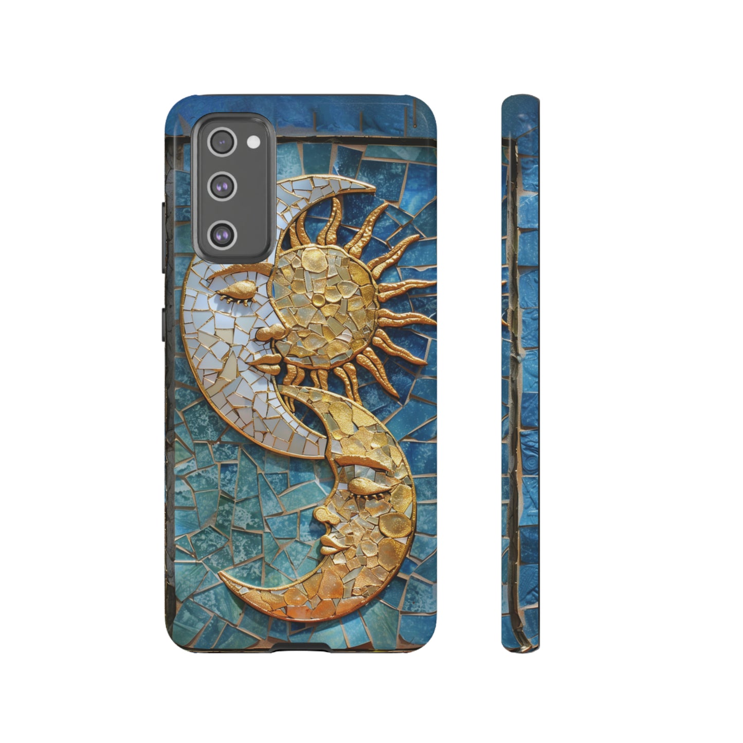 Boho Sun and Moon Mosaic Tile Stained Glass Phone Case