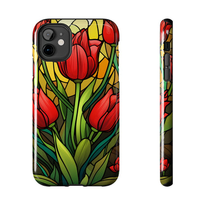 Stained Glass Tulip Floral Aesthetic iPhone Case | Embrace the Beauty of Nature in Full Bloom