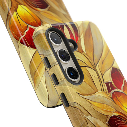 Gold Floral Art Deco White Marble Phone Case