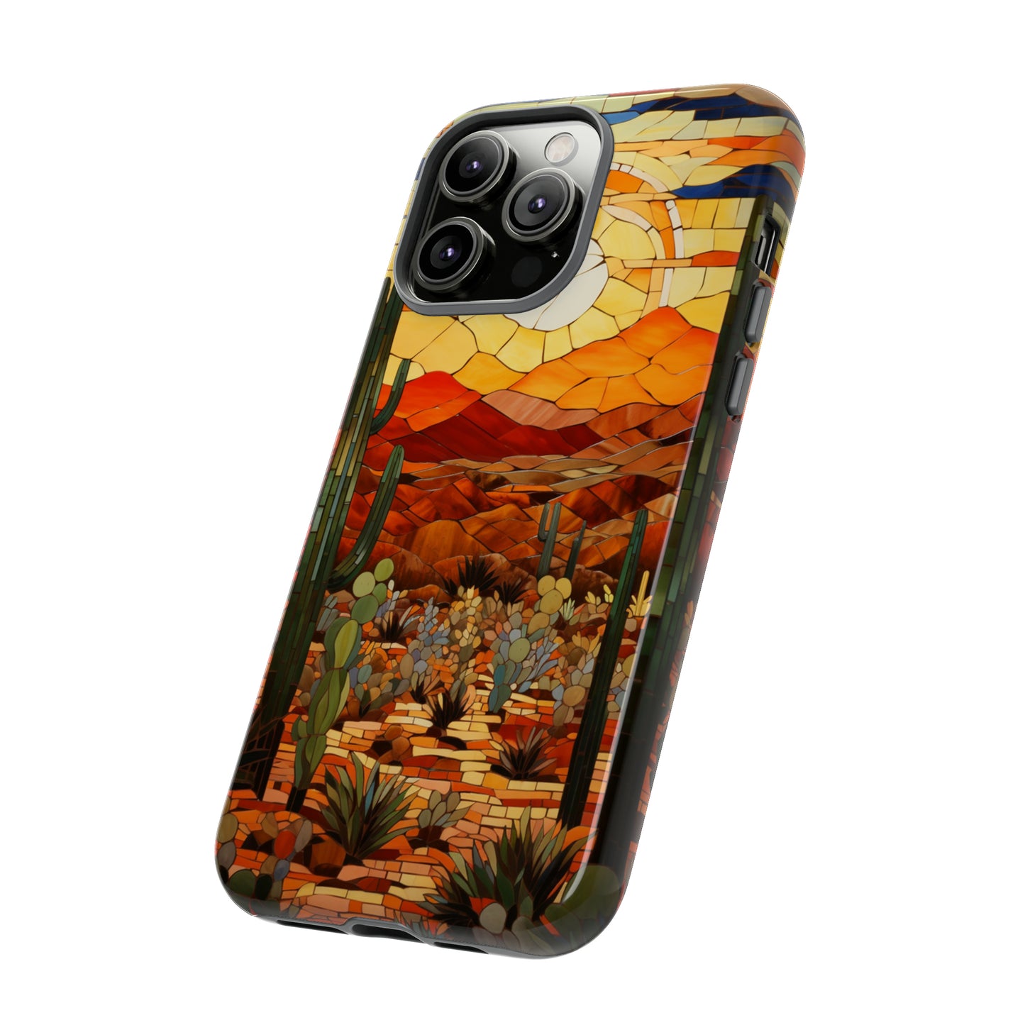 Desert Sunset Cactus Mosaic Tile