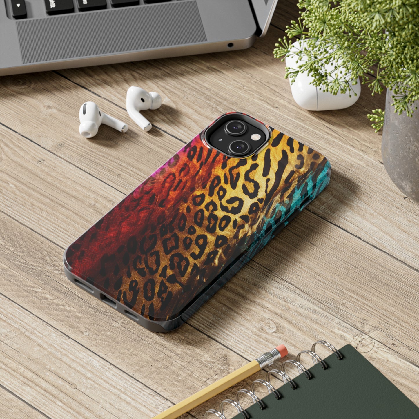 Kaleidoscopic Wild: Psychedelic Rainbow Leopard Print | Dazzling iPhone Case