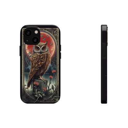 The Hermit Owl Tarot | Dark Academia Aesthetic Retro Tough iPhone Case | Embrace Mystical Vibes with Captivating Tarot Art and Reliable Protection