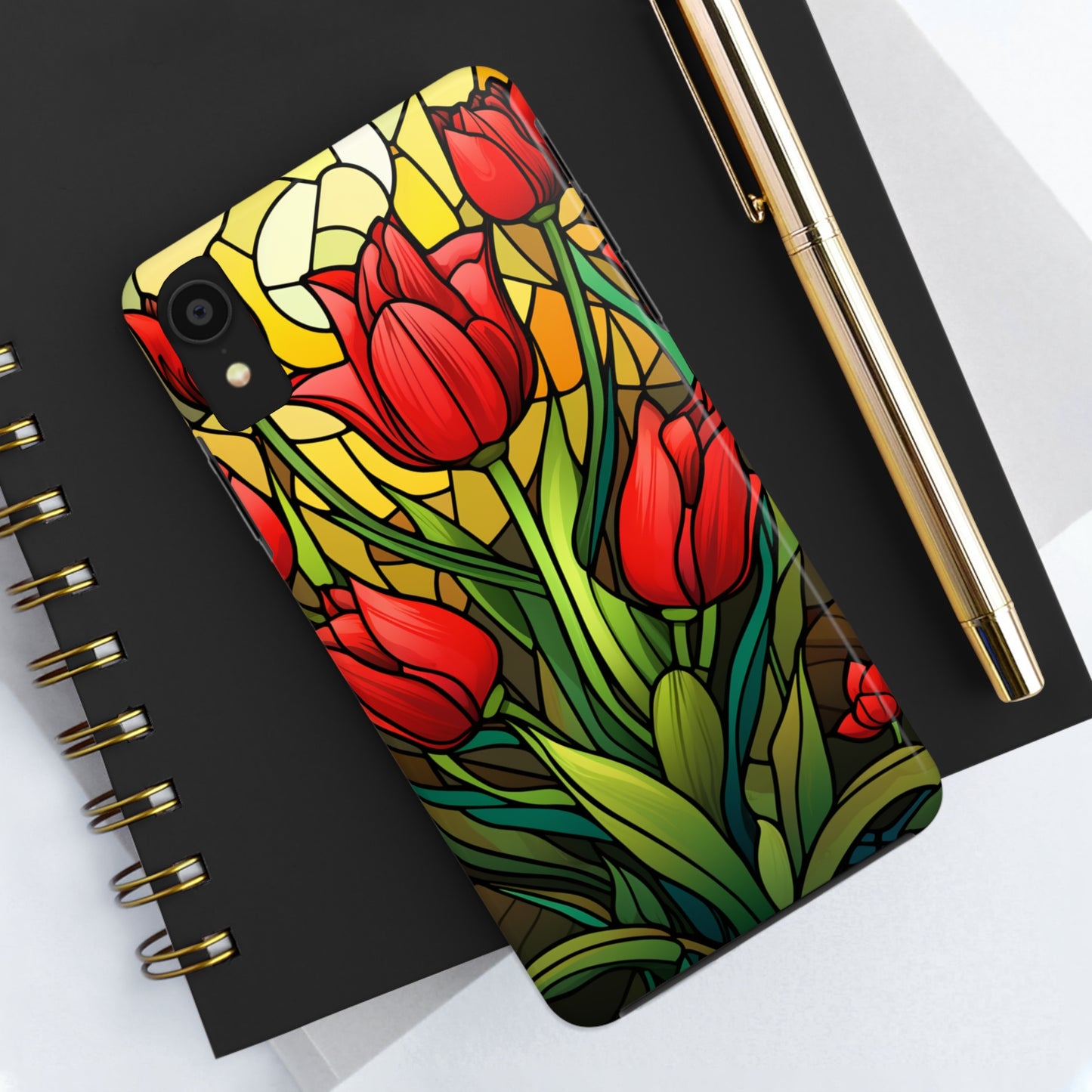 Stained Glass Tulip Floral Aesthetic iPhone Case | Embrace the Beauty of Nature in Full Bloom