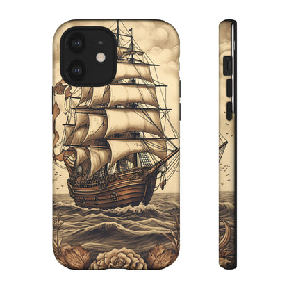 Vintage Tattoo Style Pirate Ship Phone Case