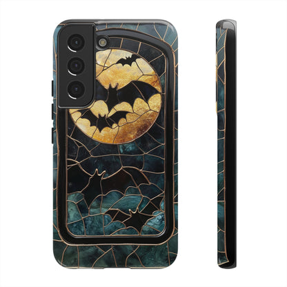 Halloween Phone Case Bats Stained Glass Style Spooky Moon Phone Cover