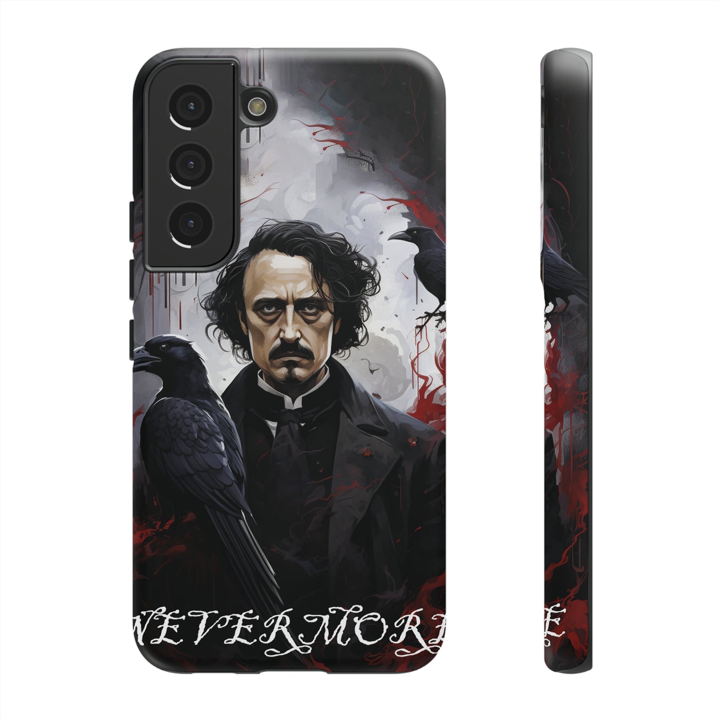 Nevermore Edgar Allen Poe, gothic Raven, Retro Samsung Galaxy Phone iPhone 15, 14 Plus 13 12 7 8 Se Horror Dark Academia Style goth Vibe