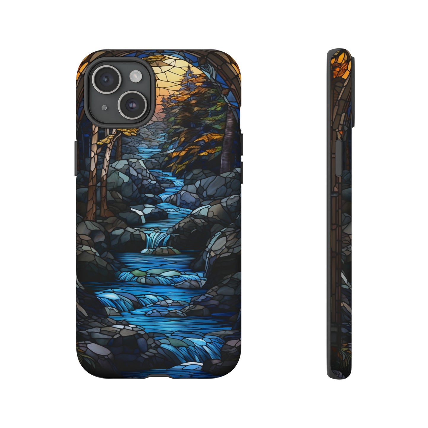 Stained Glass Stone Bridge and River Art Phone Case