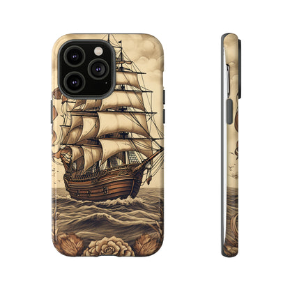 Vintage Tattoo Style Pirate Ship Phone Case