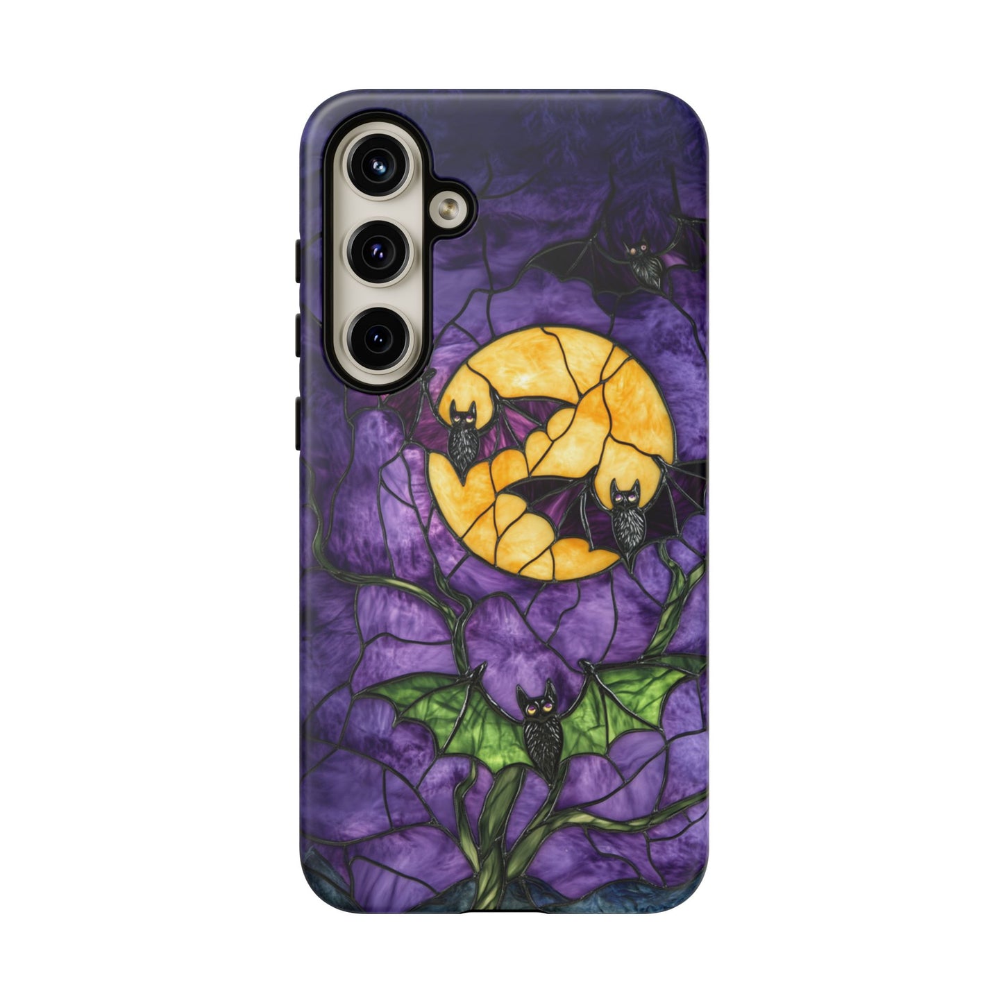 Full Moon Stained Glass Style Halloween Bats Phone Case