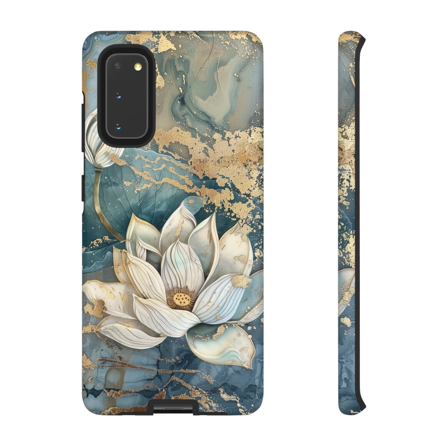 Zen Stained Glass Marble Lotus Floral Design Phone Case