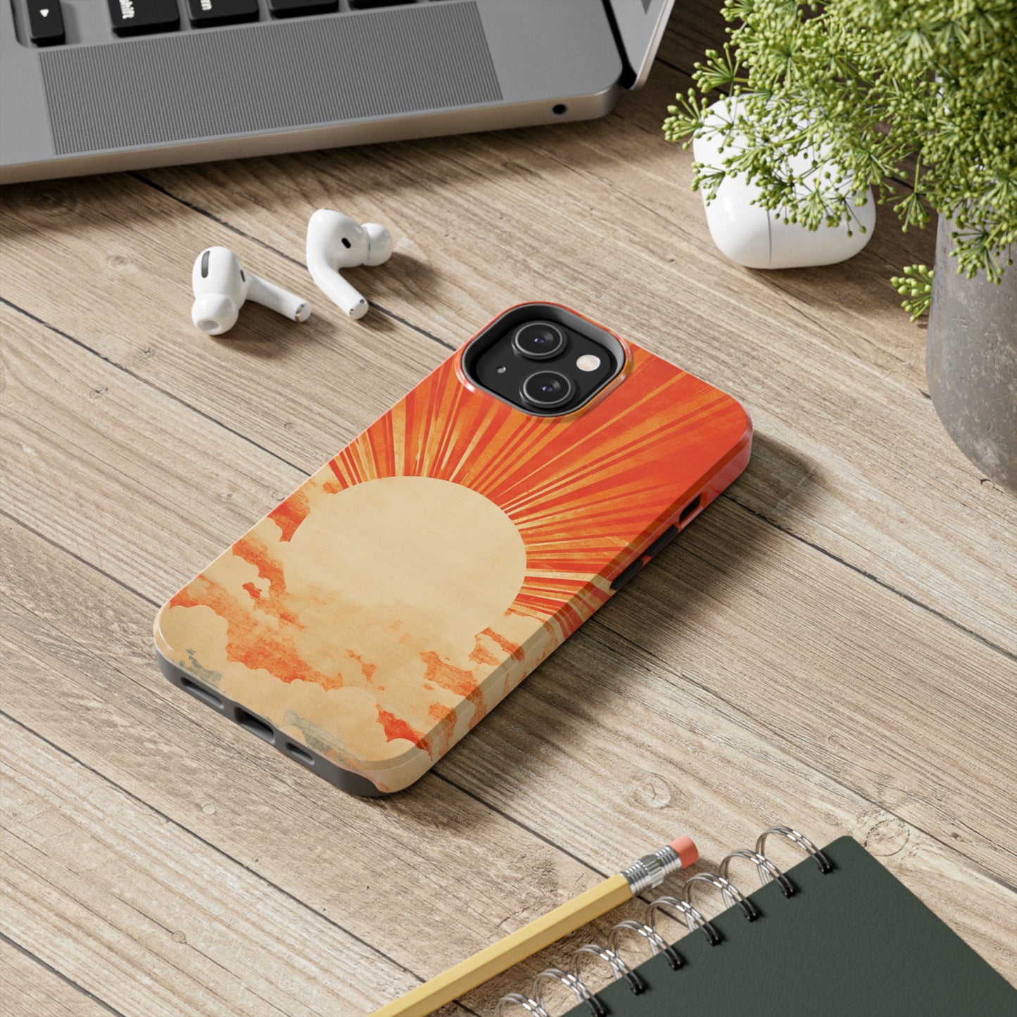 Retro Abstract Sunburst iPhone Case | Embrace the Nostalgic Charm of Artistic Rays