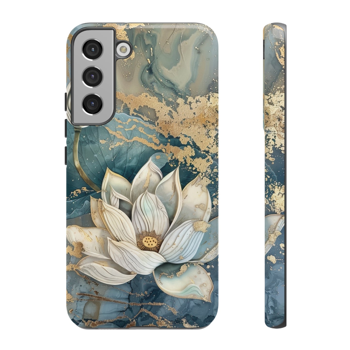 Zen Stained Glass Marble Lotus Floral Design Phone Case